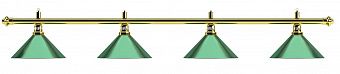 Лампа на четыре плафона «Evergreen» (золотистая штанга, зеленый плафон D35см)